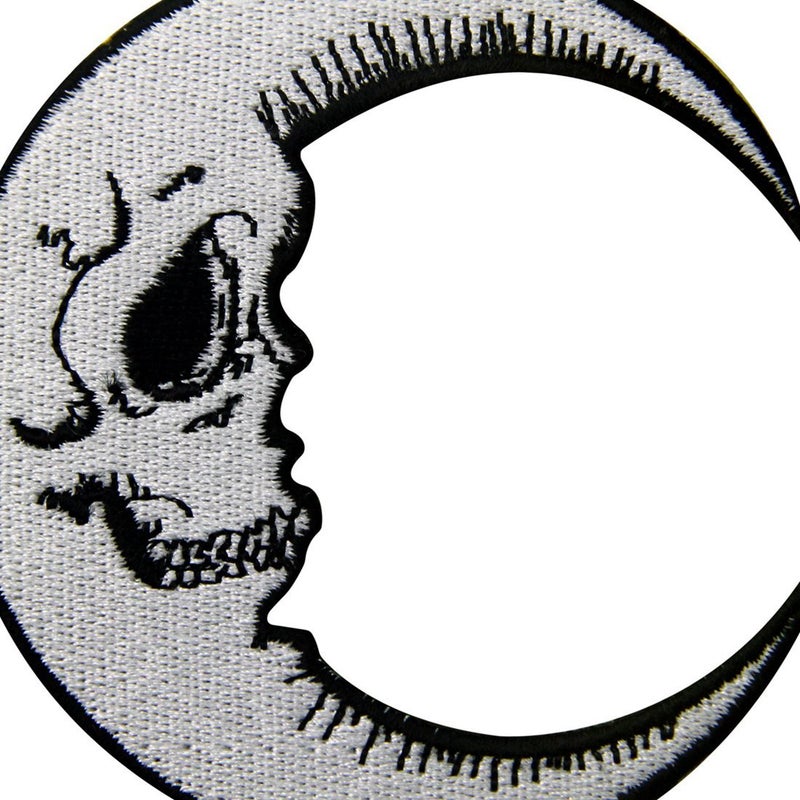 Rocking Planet Luna Patch Grinning Skull Face Embroidered Moon Applique Iron On Sew On Emblem - Image 2